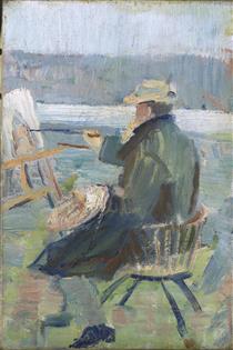 Christian Krohg at the Easel - Ода Крог