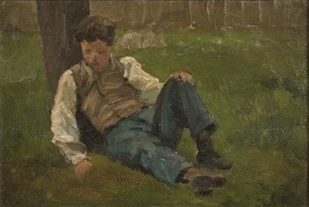 Young Boy at the Foot of a Tree - Жюль Бретон