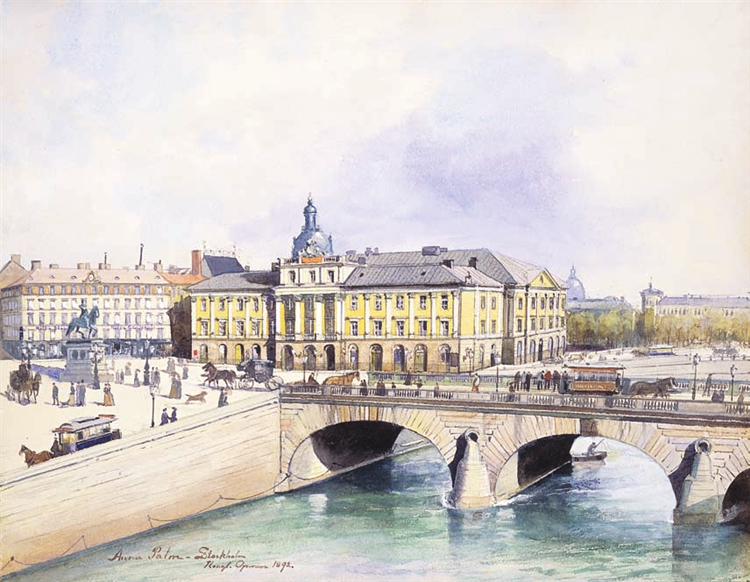 The Old Opera House from Helgeandsholmen, 1892 - Анна Пальм де Роса