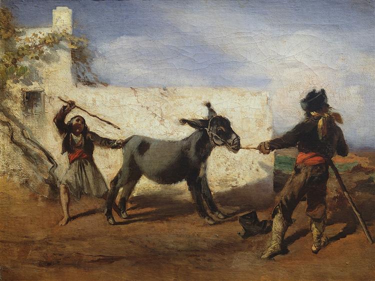 The stubborn donkey, 1856 - Anton Romako