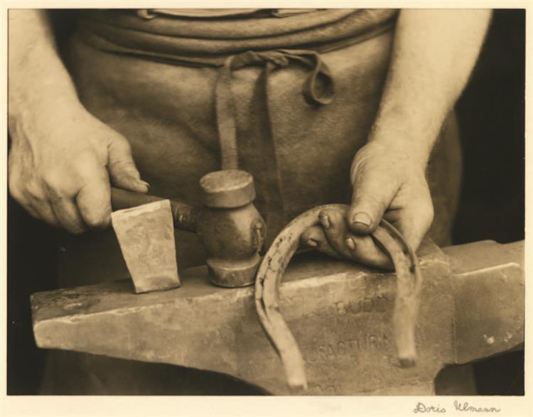 Hands Holding Hammer and Horseshoe, c.1933 - Doris Ulmann