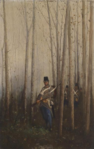 Forest with Soldiers - August von Pettenkofen