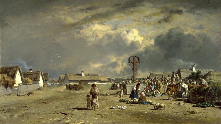 The Market at Szolnok, Hungary, c.1851 - August von Pettenkofen
