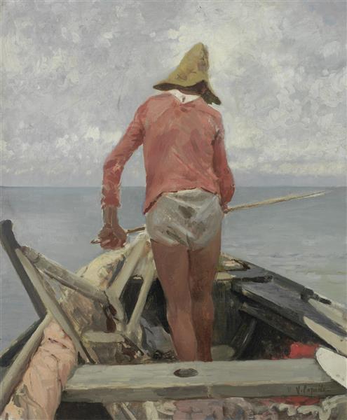 Study of a fisherman - Винченцо Каприле