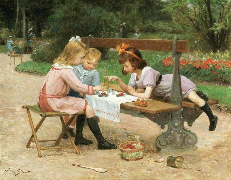 Afternoon tea in the public garden - Віктор Жільберт