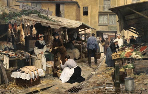 Scene on a French market - Victor Gilbert