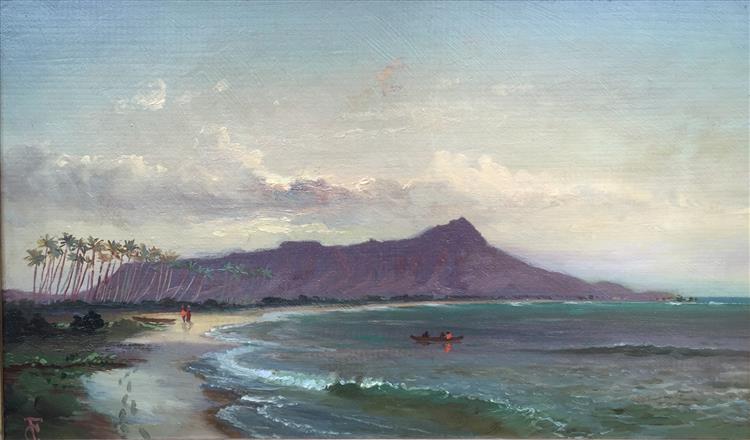 Diamond Head, Waikiki Beach, and Helumoa Coconut Grove, Honolulu, c.1885 - Charles Furneaux