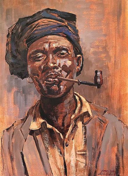 Smoking a Pipe Portrait - James Yates
