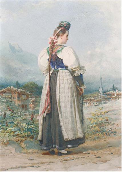 An Italian peasant girl in native costume - Carl Haag