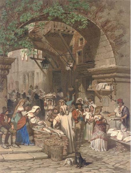 Portico of Octavia, St. Angelo in Pescheria, Rome, Italy, 1849 - Carl Haag