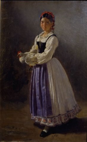 Figure of a woman with a hen in her hands, 1848 - Філіппо Паліцці