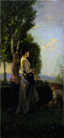 Country scene with figures - Cristiano Banti