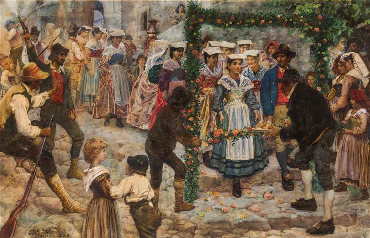 Wedding procession in the Rieti area, 1888 - Enrico Nardi