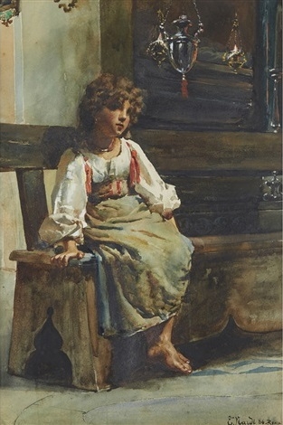 Portrait of a peasant girl from Rome, 1886 - Enrico Nardi
