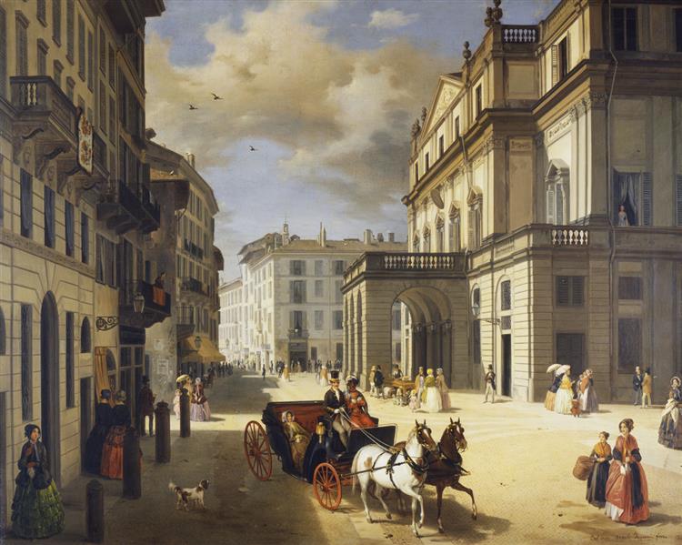 The facade of the Teatro alla Scala, 1852 - Angelo Inganni