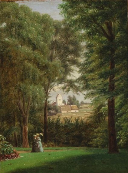 The Garden at Falkensteen Manor with a View of Sludstrup Church, 1879 - Jørgen Sonne