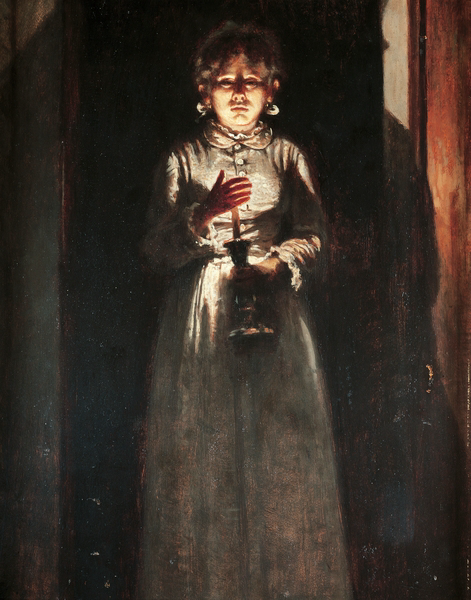 Woman with a candle, 1850 - Одоардо Боррани