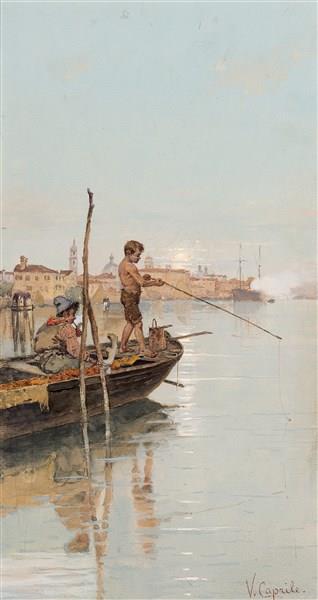 Fishing in the lagoon - Винченцо Каприле