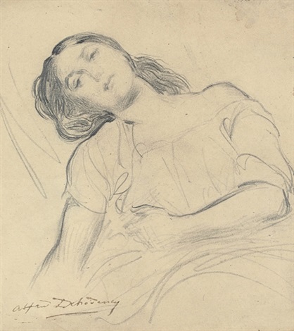 A young woman reclining in a chair - Alfred Dehodencq