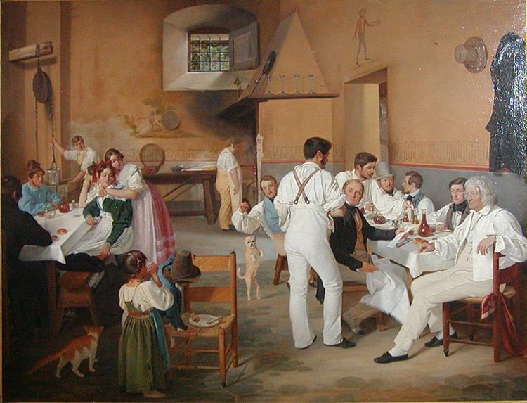 Danish Artists in the Roman Inn La Gensola, 1837 - Ditlev Blunck
