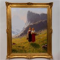 Girls in a Mountain Landscape - Hans Dahl