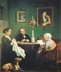 Mrs. Gyllembourg Reads from her "Everyday Stories" to J.L. Heiberg and Madam - Вільгельм Марстранд