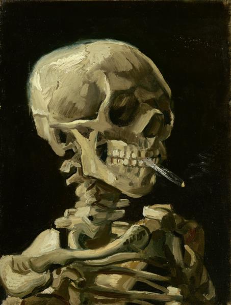 Skull of a Skeleton with Burning Cigarette, 1885 - 1886 - 梵谷