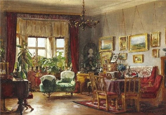 Interior from the artist's childhood home in Strandgade 30 in Christianshavn, - Peder Severin Kroyer