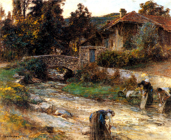 Women washing in the stream, c.1900 - Léon Augustin Lhermitte