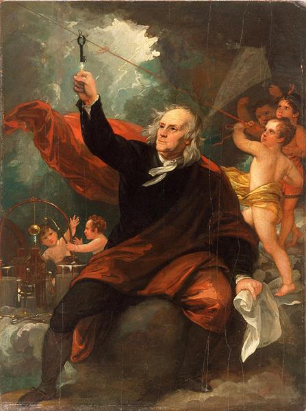 Benjamin Franklin Desenhando a Eletricidade do Céu, c.1816 - Benjamin West