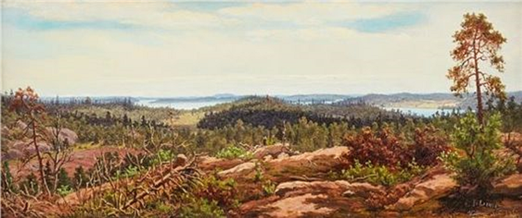 Panoramic view from Häringe towards the sea, 1862 - Mårten Eskil Winge