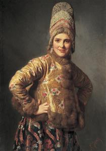 Russian Girl in Folk Costume - Carl Wenig