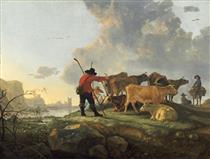 Herdsmen Tending Cattle - Aelbert Cuyp