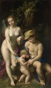 Venus with Mercury and Cupid (The School of Love) - Antonio Allegri da Correggio