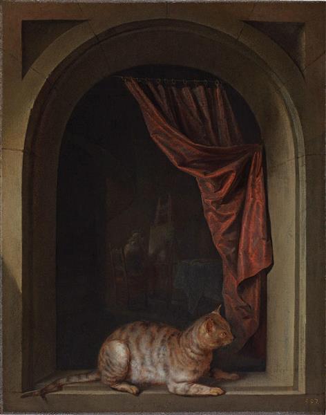 Cat on a Balustrade - Gerard Dou