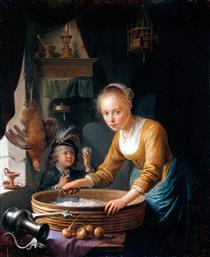 Girl Chopping Onions - Gérard Dou