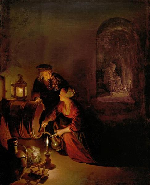 The Wine Cellar. An Allegory of Winter - Gerrit Dou