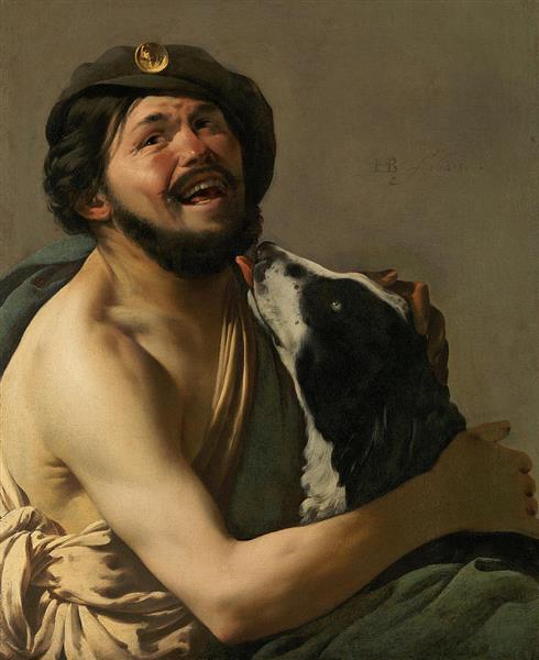 A Laughing Bravo with his Dog - Hendrick ter Brugghen