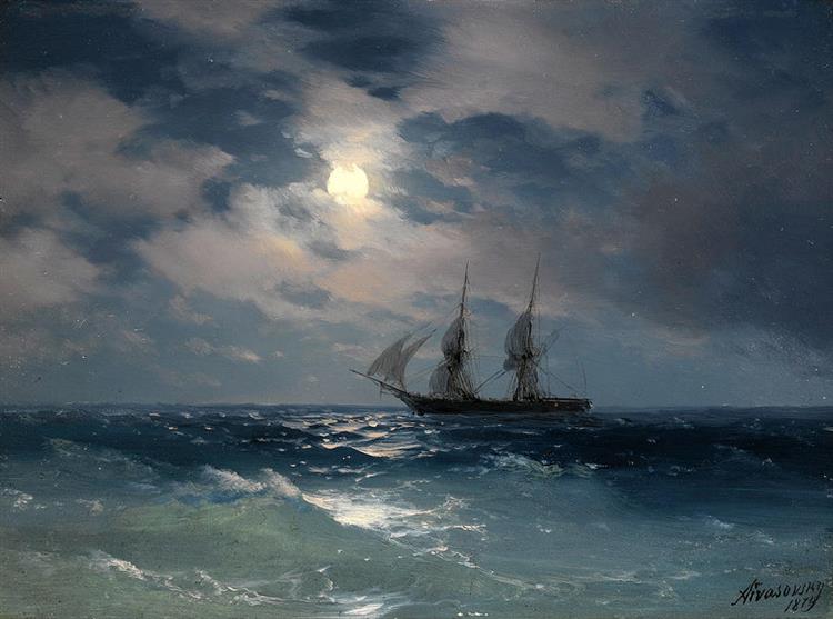 The Brig Mercury in Moonlight - Ivan Aïvazovski