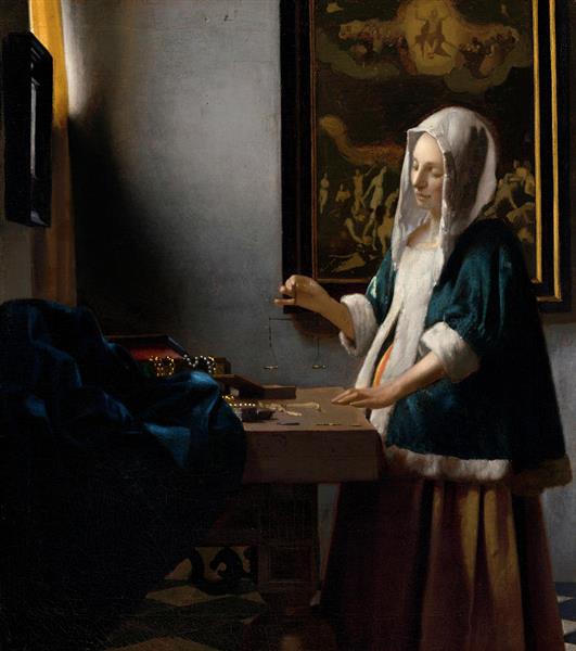 Mulher segurando uma balança, 1665 - Johannes Vermeer