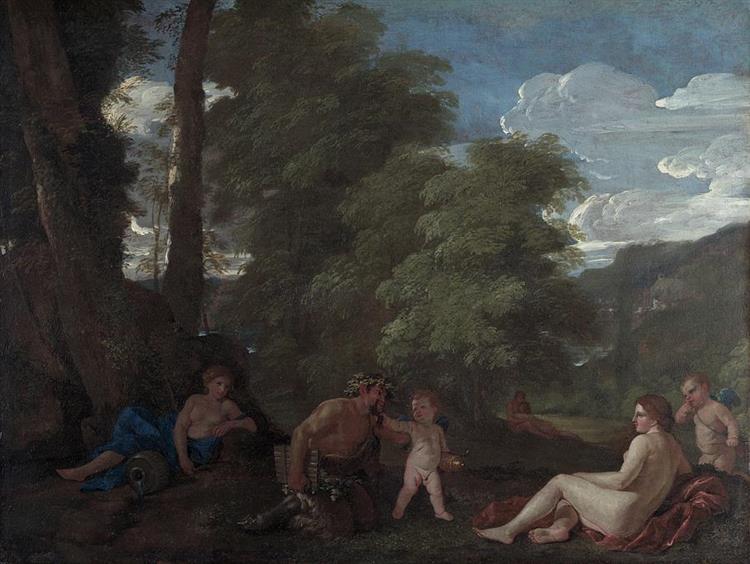 Nymphs and a Satyr - Nicolas Poussin