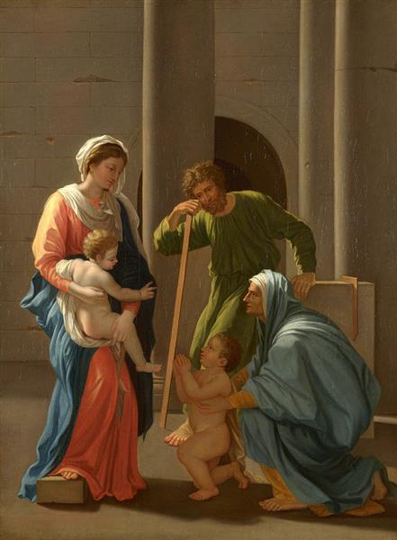 The Holy Family with Saints Elizabeth and John - 普桑