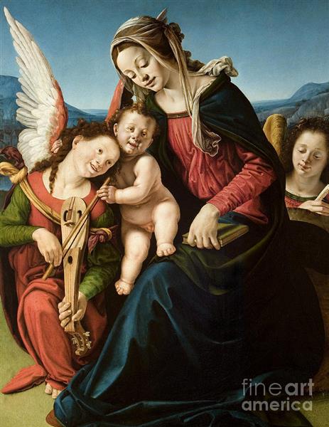 The Virgin and Child with Two Angels - П'єро ді Козімо