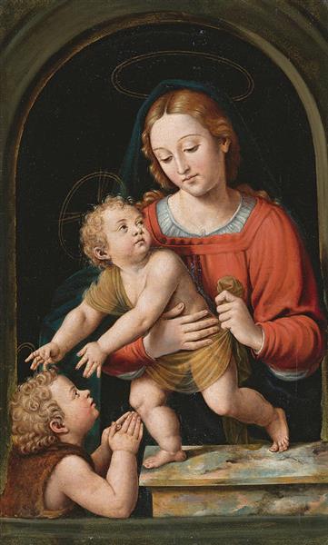 The Virgin Mary with the Christ Child and the Infant Saint John the Baptist - Juan de Juanes