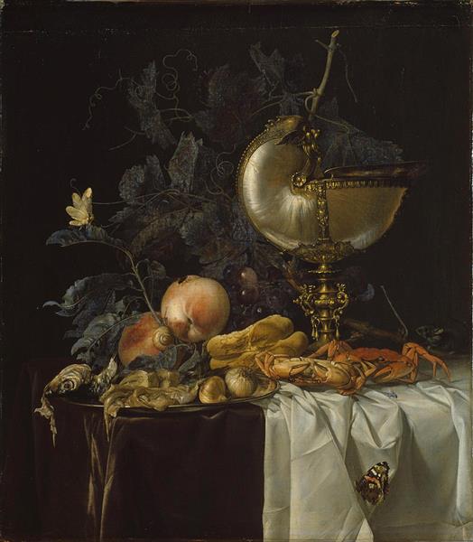 Still Life with Nautilus Shell Cup - Виллем Ван Алст
