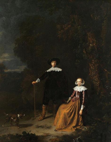 Portrait of a couple in a landscape - Gérard Dou