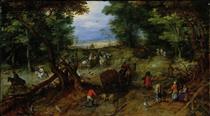 A Woodland Road with Travelers - Jan Brueghel el Viejo