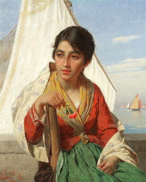 Portrait of a venetian beauty, 1881 - Luigi Da Rios