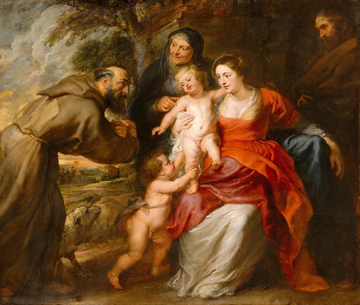 The Holy Family with Saints Francis and Anne and the Infant Saint John the Baptist - Peter Paul Rubens