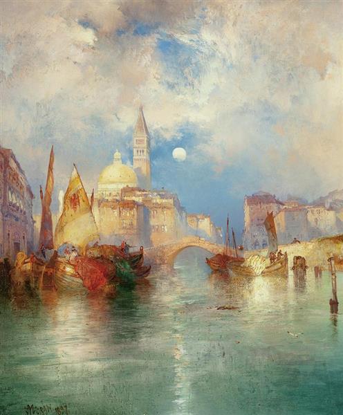 Moonrise Chioggia Venice - Thomas Moran